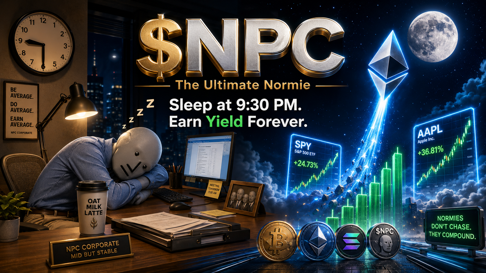 John sleeping while SPY, AAPL and ETH continue working